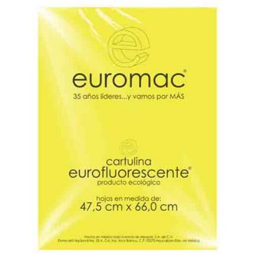 Imagen de CARTULINA EUROMAC FLUORESCENTE AMARILLO 47.5X66CM C/10