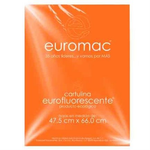 Imagen de CARTULINA EUROMAC FLUORESCENTE NARANJA 47.5X66CM C/10