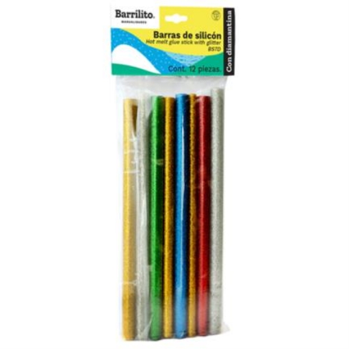 Imagen de Barras de Silicón Barrilito 7mm Diamantina Bolsa C/12 Pzas