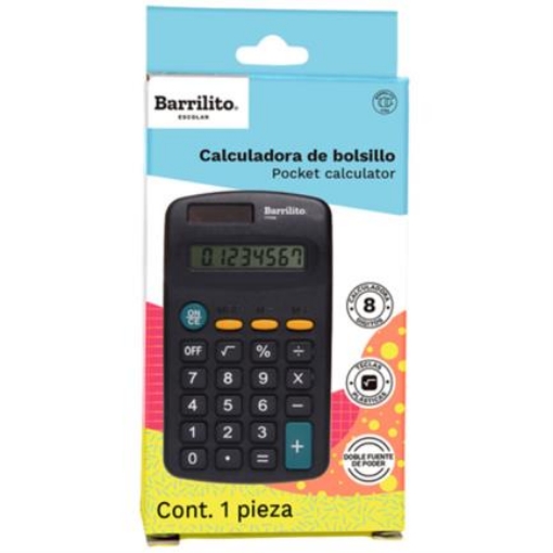 Imagen de Calculadora Barrilito Bolsillo 8 Digitos 1 Pza