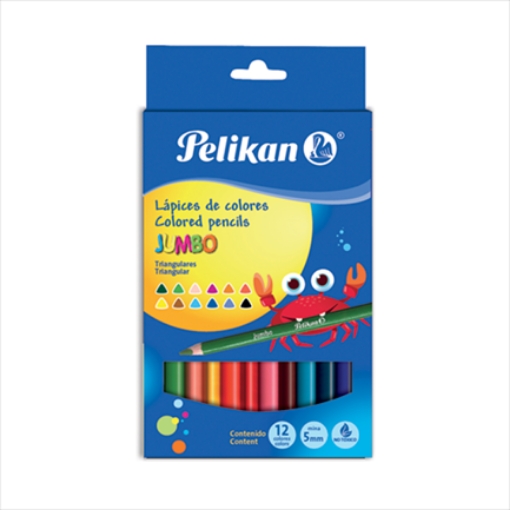 Imagen de COLOR TRIANGULAR PELIKAN JUMBO C/12 COLORES