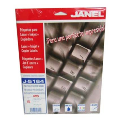 Imagen de ETIQUETA JANEL 108 CARTA LASER J5164 C/25HJS DE 6 ETIQ.