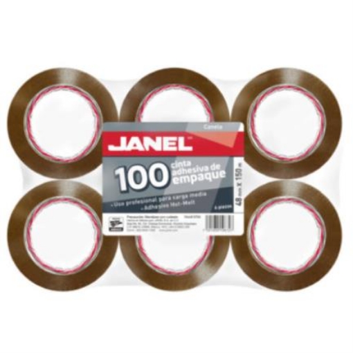 Imagen de Cinta Janel 156 Empaque Canela 48mmx50m Paquete C/6 Pzas
