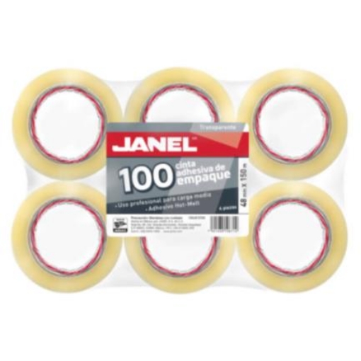 Imagen de Cinta Janel 155 Empaque Transparente 48mmx150m Paquete C/6 Pzas