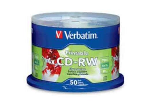Imagen de DISCO COMPACTO VERBATIM RW 4X SILVER INKJET PRINTABLE