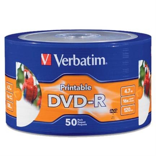 Imagen de DVD-R VERBATIM 4.7GB 16X BLANCO SPINDLE C/50
