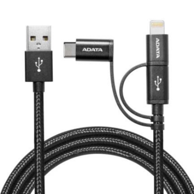 Imagen de Cable Adata Tejido 3 en 1 Micro USB Tipo C Color Negro