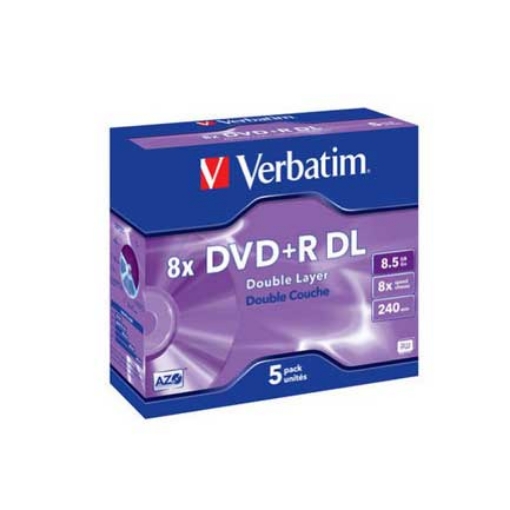 Imagen de DVD+R VERBATIM DL 8.5GB 8X CAJA C/5 PZAS