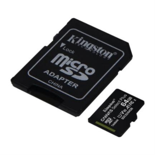 Imagen de Memoria Kingston Micro SD Canvas Select Plus 64GB UHS-I Clase 10 C/Adaptador