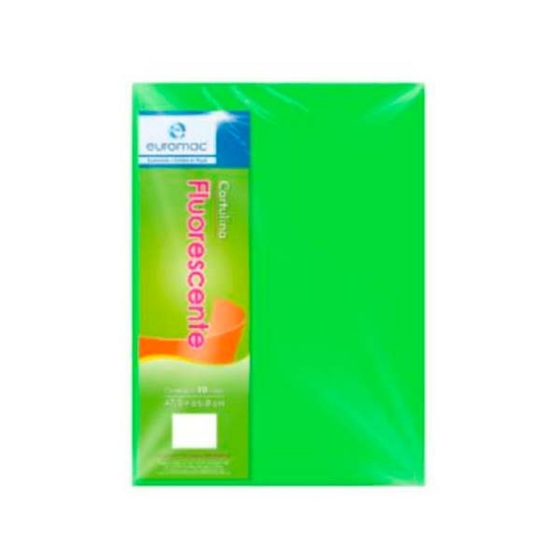 Imagen de CARTULINA EUROMAC FLUORESCENTE VERDE 47.5 X 66 PAQ C/100H