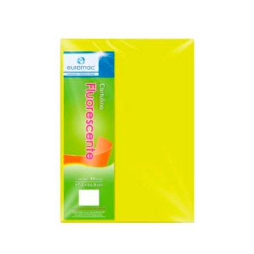 Imagen de CARTULINA EUROMAC FLUORESCENTE AMARILLA 47.5 X 66 PAQ C/100H