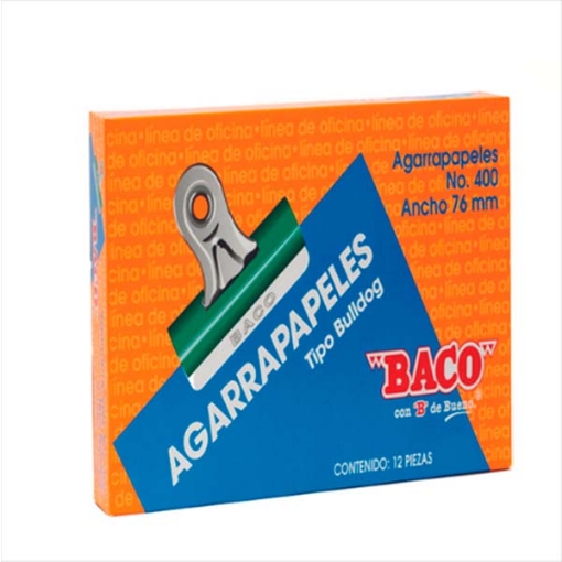 Imagen de AGARRAPAPEL BACO BULL-DOG No.400 VERDE 76MM C/12
