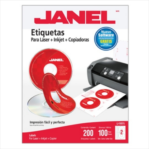 Imagen de ETIQUETA BLANCA JANEL PARA CD/DVD 117MM 25HJS 50 ETIQ