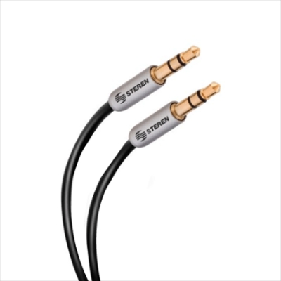 Imagen de Cable Auxiliar Steren Plug a Plug 3.5mm Ultradelgado Conectores Reforzados 90cm