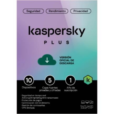 Imagen de Licencia Antivirus ESD Kaspersky Plus 1 Año 10 Dispositivos 5 Cuentas KPM