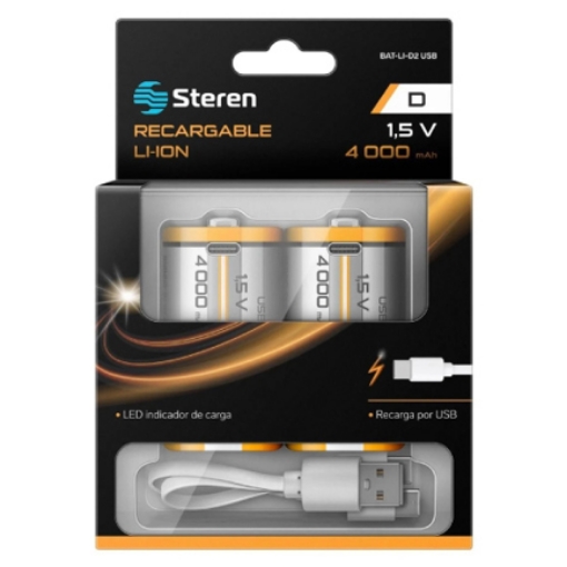 Imagen de BATERIA RECARGABLE STEREN TIPO LI-ION TIPO D 4000MAH