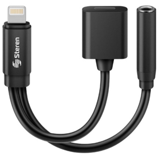 Imagen de CABLE ADAPTADOR STEREN LIGHTNING A 35MM Y CARG