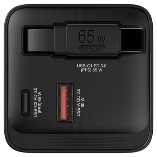 Imagen de Cargador Verbatim GaN 65W de Cable retráctil