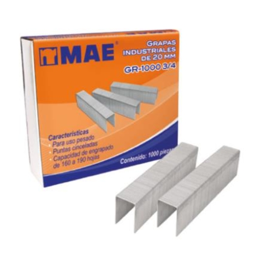 Imagen de Grapas Mae Industriales Uso Pesado No. 3/4 Engrapa 160 a 190 Hojas Caja C/1000