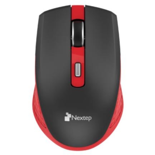 Imagen de Mouse Nextep Inalámbrico Recargable Switch Encendido 1600 dpi Color Negro-Rojo