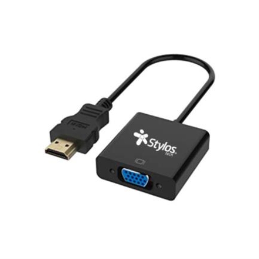 Imagen de Convertidor Stylos Tech HDMI/VGA Cable Auxiliar 3.5mm Color Negro