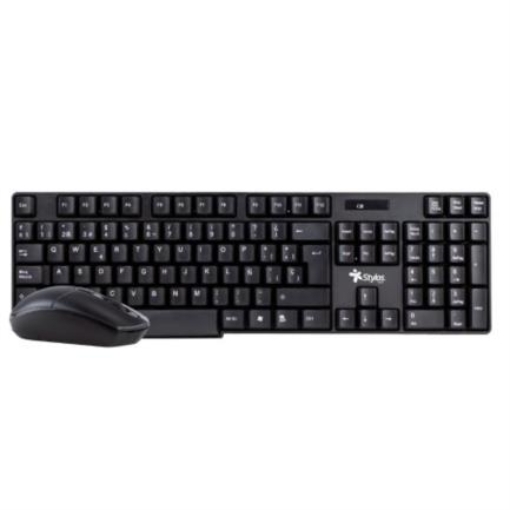 Imagen de Kit Teclado y Mouse Stylos Inalámbrico 105 Teclas 1200 dpi USB Nano Alcance 10m Color Negro