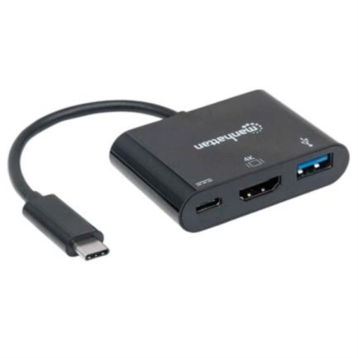 Imagen de Docking Manhattan USB-C a HDMI Multipuertos Color Negro
