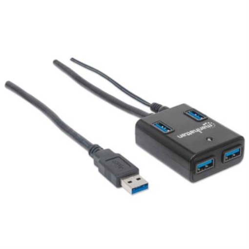 Imagen de Hub Manhattan USB 3.0 Súper Velocidad 4 Puertos Color Negro