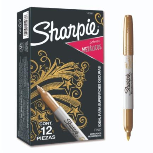 Imagen de Marcador Sharpie Punta Fina Color Oro Caja con 12 Pzas