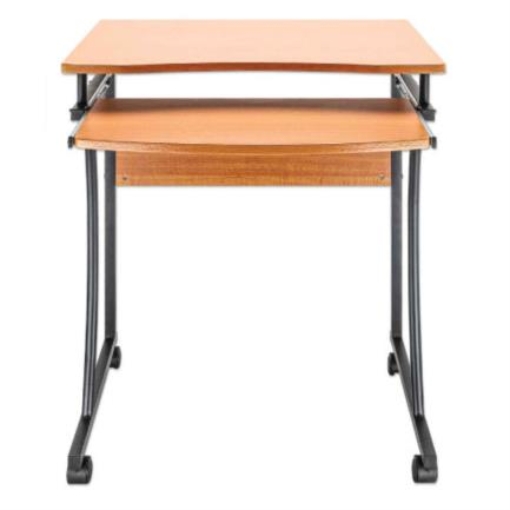 Imagen de Escritorio Manhattan Compacto con Ruedas Bandeja Deslizable para Teclado Color Café Claro