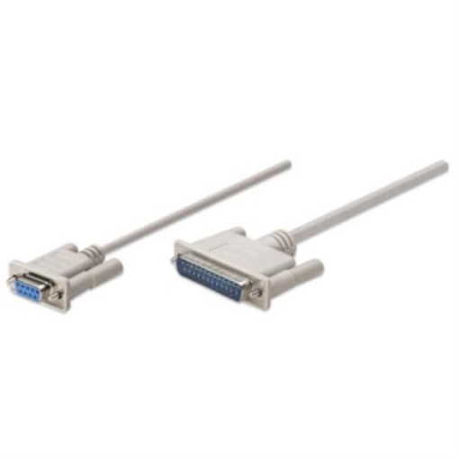 Imagen de Cable Manhattan Null Modem DB9H-DB25M 1.8m Color Blanco