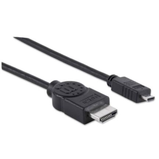 Imagen de Cable Manhattan HDMI 1.4 M-Micro M Alta Velocidad Canal Ethernet 2m Color Negro