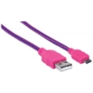 Imagen de Cable Manhattan USB Micro-B Alta Velocidad con Recubrimiento Textil 1.8m Color Rosa-Morado