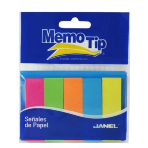 Imagen de Banderitas Janel Memo Tip Señales de Papel 1.5cmx5cm Colores Neón C/50