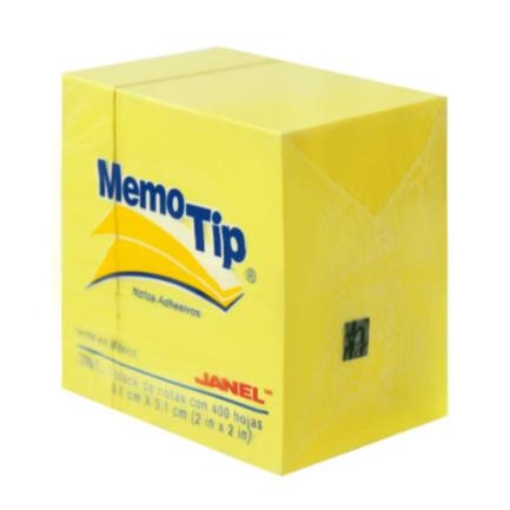 Imagen de Notas Adhesivas Janel Memo Tip Mini Cubo 2x2 Color Amarillo C/400 Hojas
