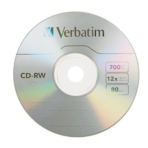 Imagen de DISCO COMPACTO VERBATIM RW 80MIN 700MB 12X SPNDL C/25