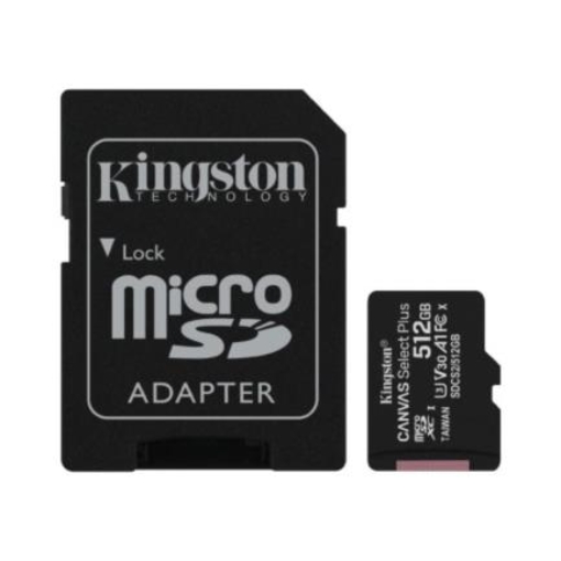 Imagen de Tarjeta MicroSD Kingston Canvas Select Plus 512 GB 100R A1 C10 Card C/Adaptador