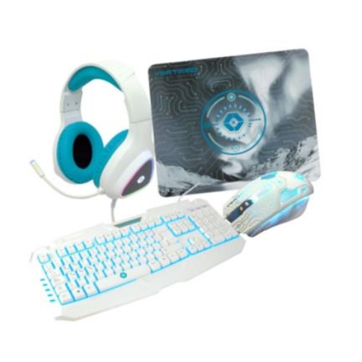 Imagen de Kit Gaming Vortred Avalanche 4 en 1 Teclado/Mouse/Audífonos/MousePad Color Blanco