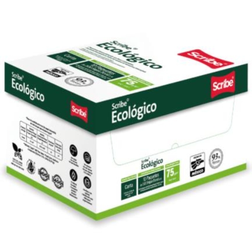 Imagen de Papel Cortado Scribe Ecológico Carta 93% de Blancura 75gr Caja C/5000 Hojas