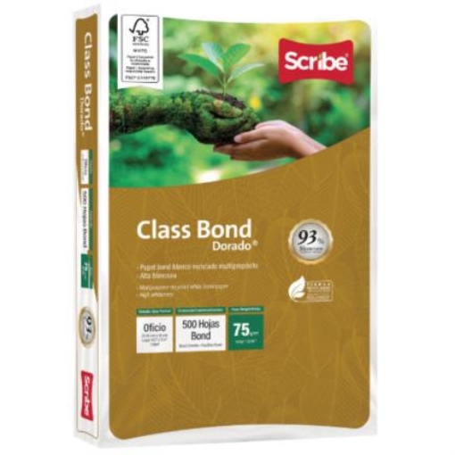 Imagen de Papel Cortado Scribe Class Bond Dorado Oficio 93% de Blancura 75gr Caja C/5000 Hojas