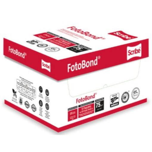 Imagen de Papel Cortado Scribe Fotobond Carta 95% de Blancura 75gr Caja C/5000 Hojas