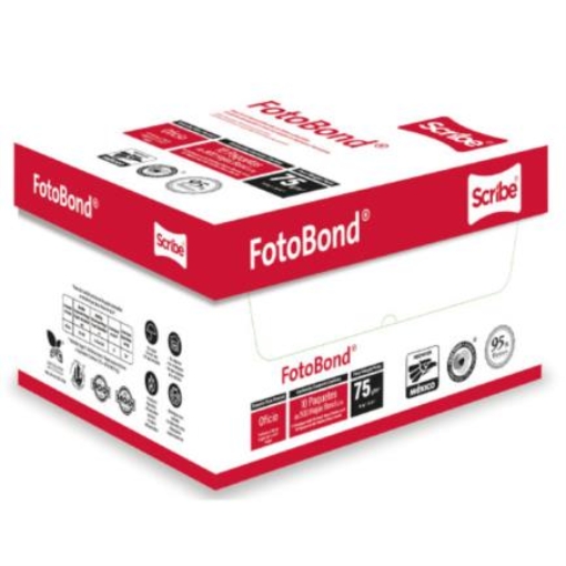 Imagen de Papel Cortado Scribe Fotobond Oficio 95% de Blancura 75gr Caja C/5000 Hojas