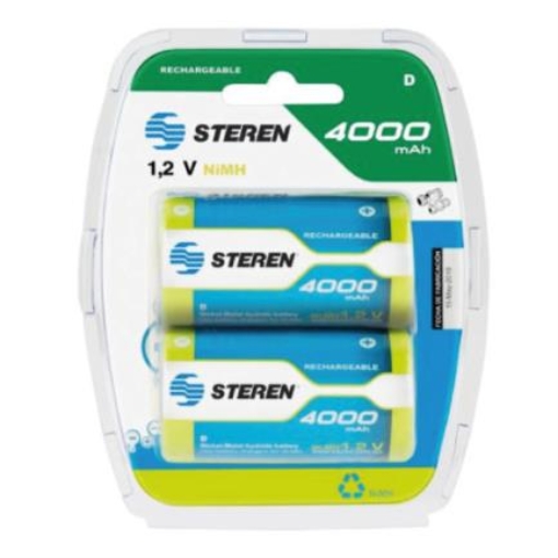 Imagen de Pilas Recargables Steren "D" NiMH 4000 mAh Paquete C/2