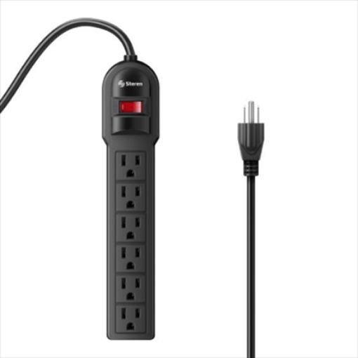 Imagen de Barra PDU Steren Multicontacto 6 Salidas Verticales Reset Iluminado Color Negro