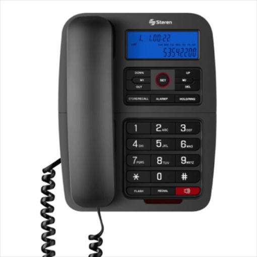 Imagen de Teléfono Alámbrico Steren Teclado Grande/Pantalla Luz LED Color Negro