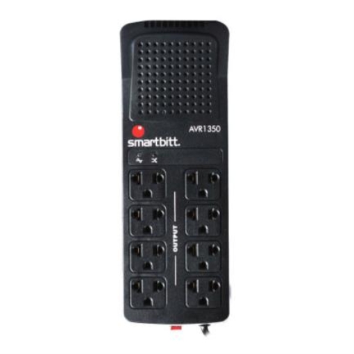 Imagen de Regulador Smartbitt R-BITT 1350 1350VA/675 Watts 8 Contactos Protección de Línea Telefónica RJ-11