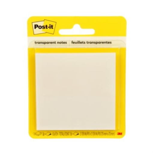 Imagen de Notas Adhesivas 3M Post It 2.8x2.8" Transparente 1 Block C/36 Hojas Blister