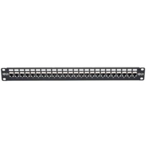 Imagen de Panel de Conexiones Tripp Lite Alimentación Cat6a Ethernet RJ45 Blindado STP 24 Puertos para Instalación en 1U Rack