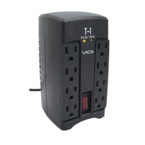 Imagen de Regulador Vica Electrónico T-1 Voltaje 750VA/400W 8 Contactos Indicadores LED