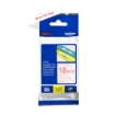 Imagen de Cinta Brother TZe242 Laminada Texto Rojo Fondo Blanco 18mm